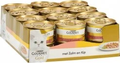 24x Gourmet Gold – Fijne Hapjes Zalm & Kip – Kattenvoer – 85g