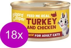 18x Edgard & Cooper Adult Chunks Kip & Kalkoen – Kattenvoer – 85g