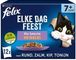 Felix Elke Dag Feest Mix Selectie In Gelei 7+ Senior – Katten Natvoer – 48 X 85g