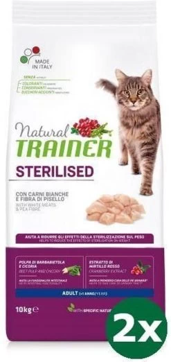 Natural Trainer Cat Sterilised White Meat Kattenvoer 2x 10 Kg